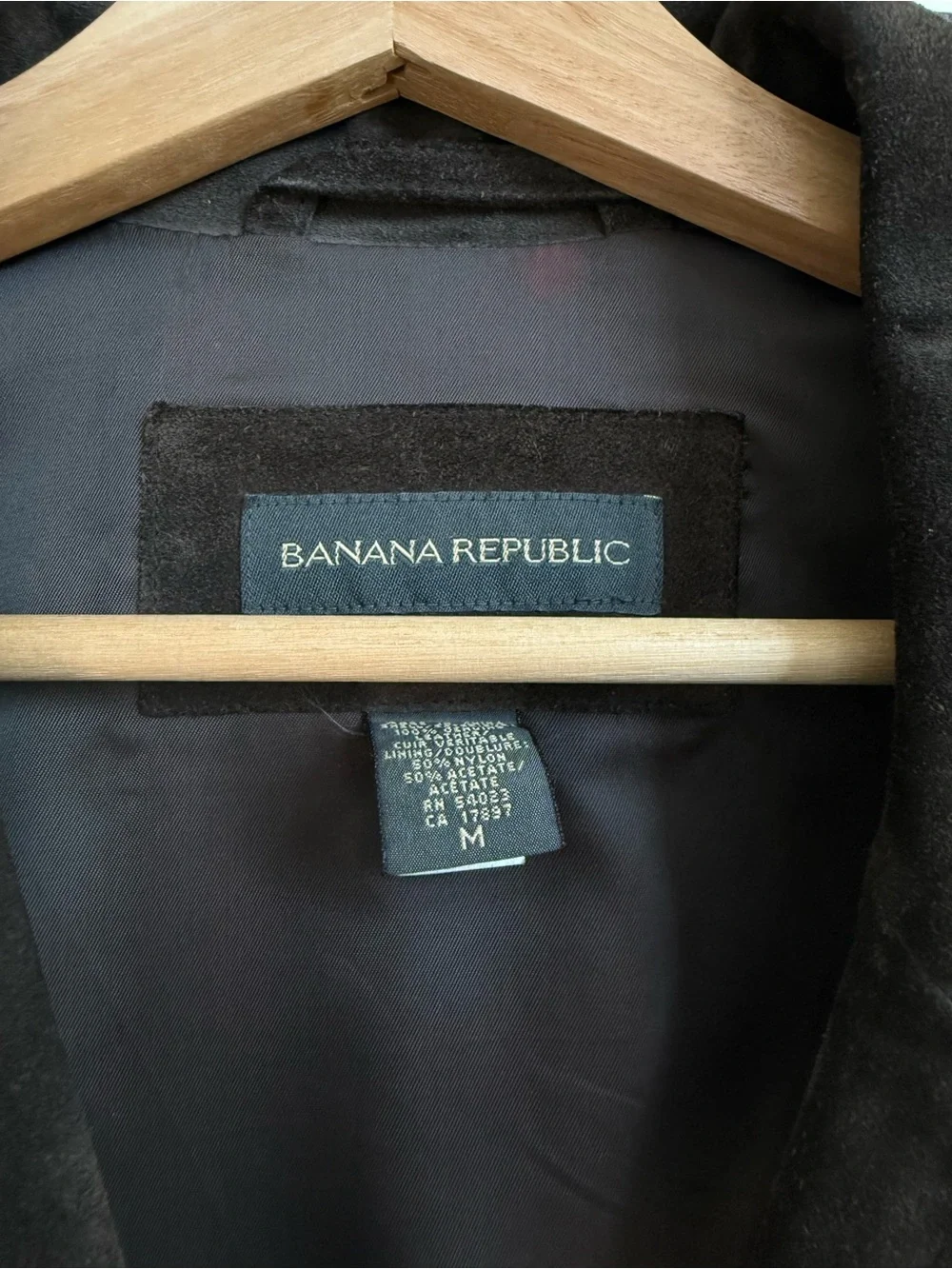 Vintage Banana Republic Men’s Dark Brown Suede Coat